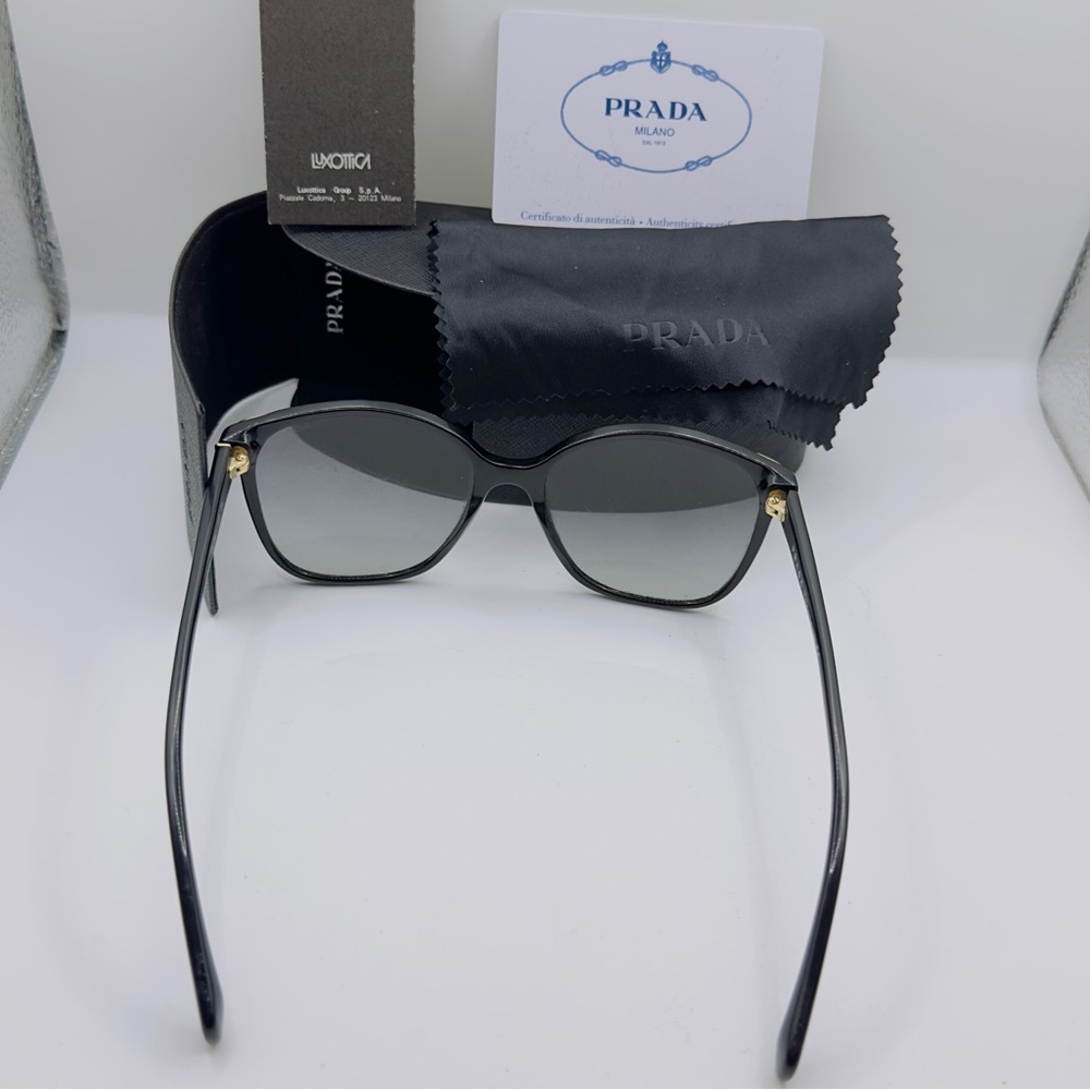 Black prada cat eye sunglasses with gray radiant lenses - Picture 5 of 7